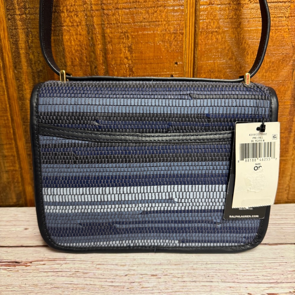 RALPH LAUREN Sophee Small Striped Woven Leather Crossbody - Picture 2 of 8